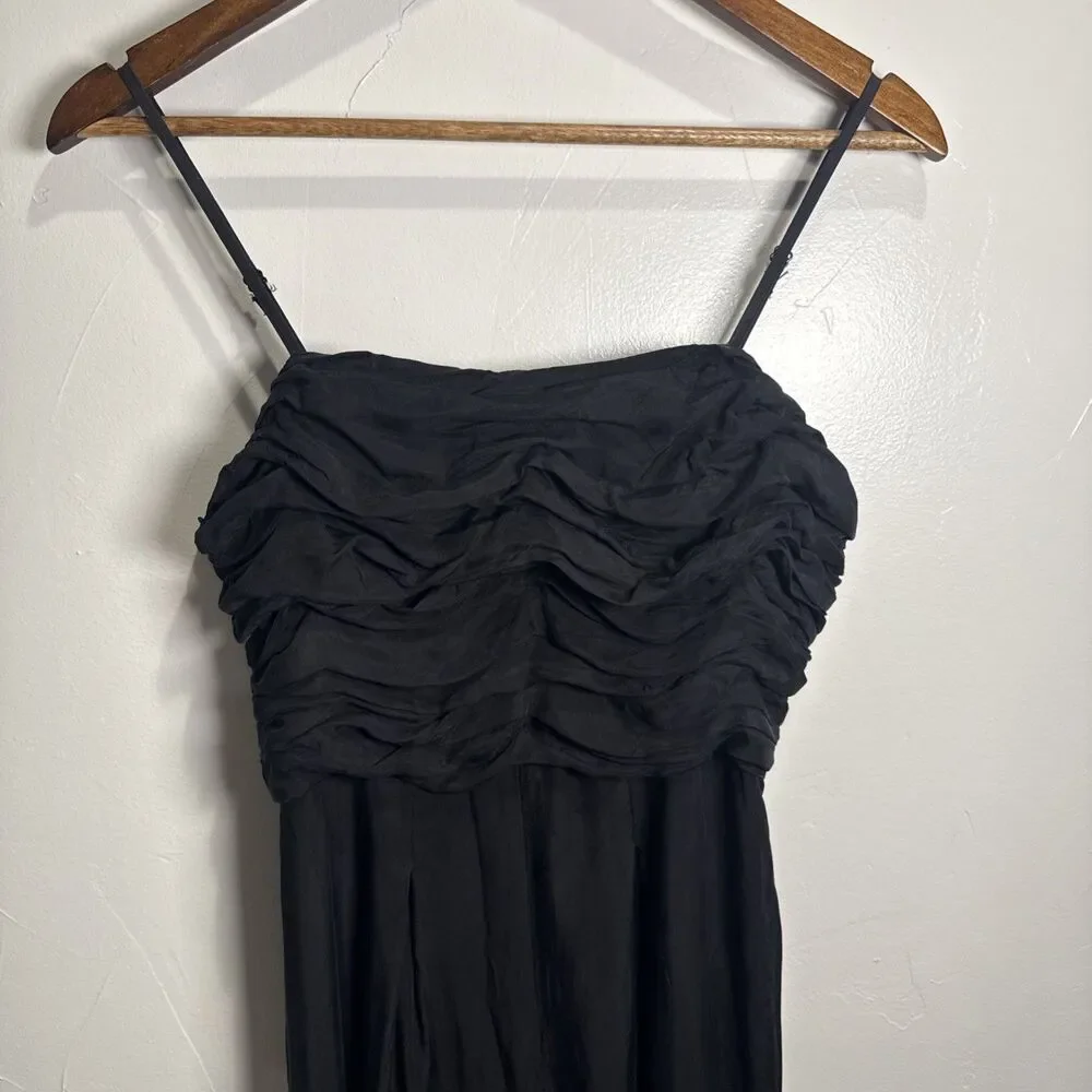 Madewell Jumpsuit Ruched Cropped Wide Leg Women's Size 4 Black Boho Classic